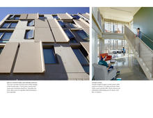 The cast-concrete structure from the outside, and a double-height lounge - Photo Credit: Tim Griffith