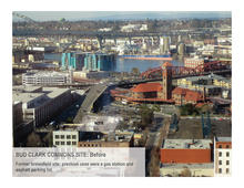 Bud Clark Commons' brownfield site was previously occupied by a gas station and asphalt parking lot. - Photo Credit: Holst Architecture / Photo by SkyShots