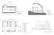 Plans, Transverse Section, and West Elevation - Photo Credit: Design Team
