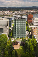 View from neighboring buildings show the 180kW photovoltaic array. - Photo Credit: Nic Lehoux