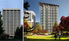 The primary design goal was to transform the existing building from an aging, energy hog to one of the premiere environmentally-friendly buildings in the nation. - Photo Credit: SERA (left) Nic Lehoux (right)